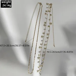 Detail showing gold tone shell star charms beach body chains with size and weight info