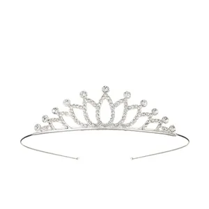 Serre-tête couronne argenté avec strass brillants pour costume de princesse pour filles