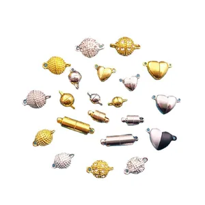 Magnetic jewelry clasps in heart, ball, and cylinder shapes for necklaces and bracelets