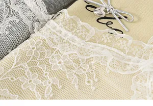 Macro detail of girls T-shirt featuring white lace trim and silver heart pendant