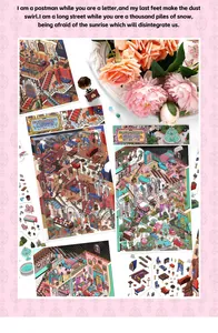 Detail of vintage interior deco scene stickers for journaling and DIY crafts