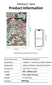 Size specifications for My Cabin decorative PET scene stickers with 160x240mm dimensions