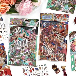 2.5D architectural isometric stickers for DIY journaling, My Cabin theme series by Infeel ME