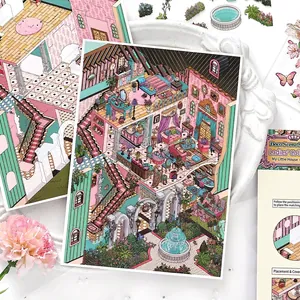 Vintage European cottage scene stickers and decorative deco cards for scrapbooking journaling