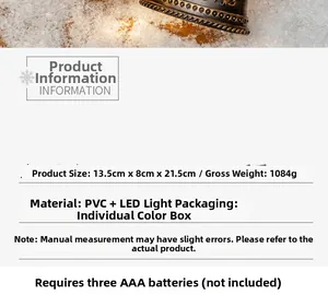Detailed view of LED Christmas lantern dimensions 13.5x8x21.5cm with bronze base details