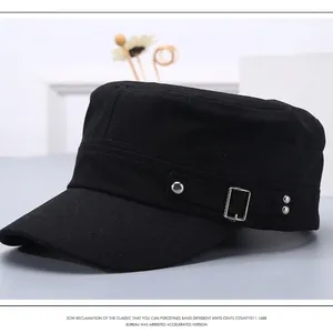 Cappello Cadet Vintage In Tela Di Cotone Stile Militare Cappello Piatto Con Rivetto In Metallo Regolabile Per Uomini Donne