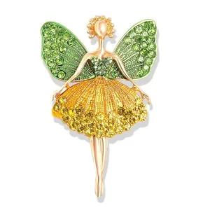 Elegant Ballet Girl Fairy Brooch For Women Alloy Rhinestone Inlaid Fashion Lapel Pin Jewelry Accessory Gift