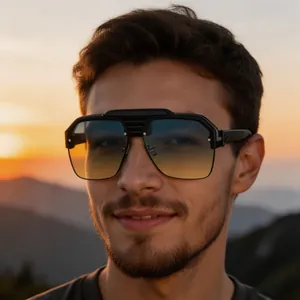 Occhiali Da Sole Retro Punk Montatura Grande Protezione UV400 Quadrati PC Per Uomo Guida Moda Viaggio Tendenza