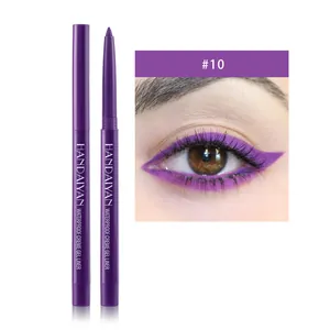 Macro-opname van waterbestendige crème gel eyeliner in paars nr. 10 voor gladde oogmake-up