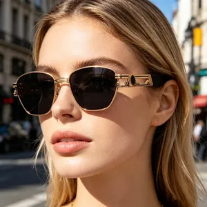 Steampunk Sunglasses Retro Square Metal Alloy Frame Carved Hollow Temples UV400 Protection For Men Women Vintage