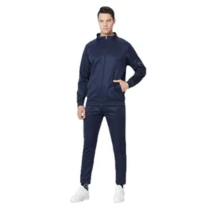 Men's navy blue track suit set featuring a full-zip jacket and matching sports pants