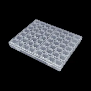Transparent 56-grid PP plastic storage box for nail art beads and small craft accessories