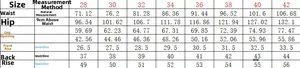 Detailed size chart for men's denim shorts with measurements in a clear table format