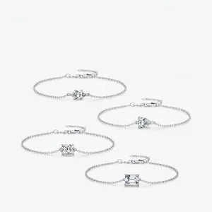 MODIAN S925 Sterling Silver Moissanite Bracelet Women VVS1 Geometric Pear Round Emerald Marquise Cut Jewelry With GRA