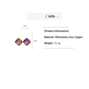 Detalle del producto para pendientes cuadrados de diamantes con especificaciones