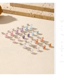 Detailansicht verschiedenfarbiger S925 Sterling Silber Rosenschliff Ohrstecker