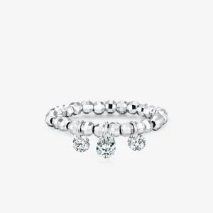 925 Sterling Silver Moissanite Adjustable Beaded Ring Sparkling VVS1 Clarity D Color GRA Gemstone Pear Cut Charm Wedding Engagement Jewelry For Women