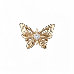Elegante goudkleurige vlinder hanger ketting met een fonkelende centrale zirkoonsteen