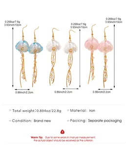 Détails des boucles d'oreilles méduse avec dimensions et matériau en fer