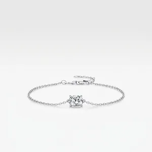 GRA 1ct Moissanite Bracelet 925 Sterling Silver For Women D Color VVS1 Oval Cut Minimalist Light Luxury Jewelry Gift