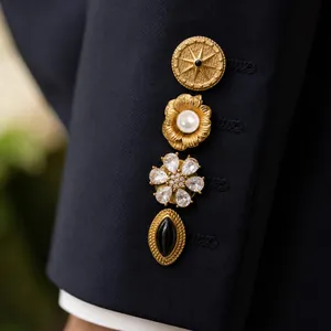 Vintage Stainless Steel Cufflinks For Men 18K Gold Plated Floral Geometric Pattern Artificial Pearl Rhinestone Suit Accessories For Wedding Business Banquet