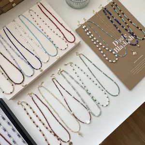 Collana di Perline di Vetro in Acciaio Inossidabile per Donna Elegante Choker Perlato Con Perla Artificiale Gioielli Catena della Clavicola