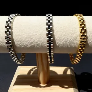 Men Hip Hop Stainless Steel Watch Band Bracelet European Style Gold Silver Plated Link Chain Bracelet Unisex Fashion Jewelry Accessory
