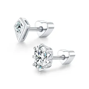 Élégantes boucles d'oreilles en argent 925 avec pierres de moissanite couleur D.