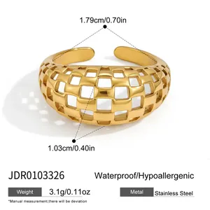 Détails et spécifications de la bague ajourée en acier inoxydable doré à motif