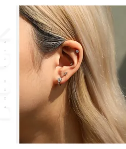 Primo piano di orecchini e perni in moissanite a forma di cuore in argento sterling S925