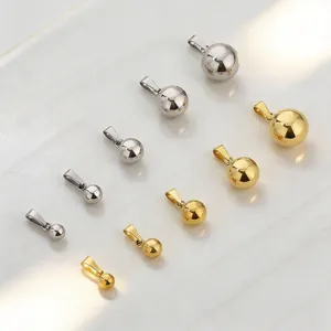 Minimalist mirror-polished titanium steel ball pendants in gold and silver, 5-12mm sizes.