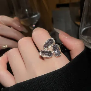 Exquisite close-up showing sparkling oval lavender crystal cluster on a luxury open ring