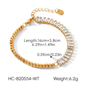 Visual representation of the 16cm length and 6.2g weight for this gold bracelet