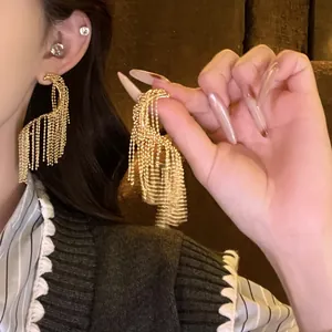 Geometric Twisted Tassel Earrings Copper Drop Earrings Silver Earring Post Elegant Palace Style Jewelry For Women Party