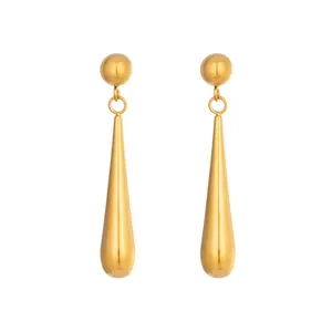 Boucles d'oreilles pendantes en acier inoxydable plaqué or 18 carats pour femmes
