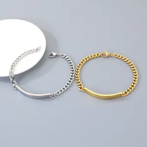 Bracciali a catena cubana in acciaio inox incisibili in argento e oro per le coppie
