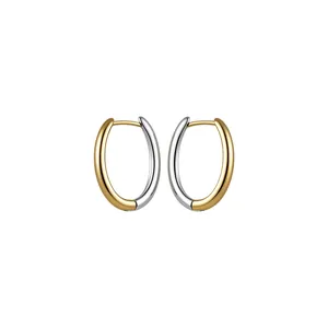 Eleganti orecchini a cerchio minimalisti bicolore a forma di U in oro e argento