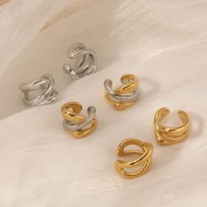 Minimalist 316 stainless steel geometric ear cuffs in gold silver and mixed metal finishes