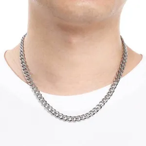 Collier classique à maille gourmette en acier inoxydable pour hommes et femmes