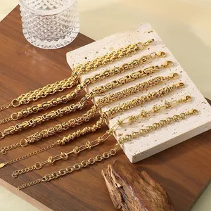 Bracciale In Acciaio Inossidabile Per Donna Uomo Placcato Oro 18K Catena Gioielli Bizantini Stile INS Elegante Minimalista