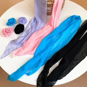 Korean style chiffon flower hair clip and long scarf set in multiple colors