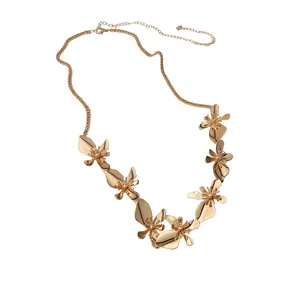 Vintage elegant gold metallic flower statement necklace and waist chain accessory for women