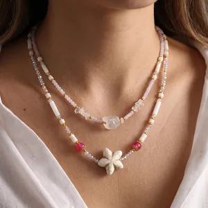 Edelstahl Seestern Anhänger Perlenkette Für Damen Mode 18K Vergoldet Weiß Muschel Pendler Strand Urlaub Schmuck