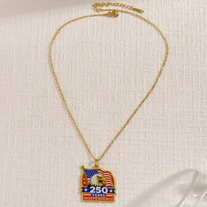 Detail view of 250th USA Independence Day commemorative necklace with eagle pendant