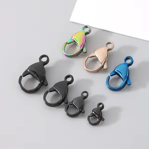 Colorful 304 stainless steel lobster clasps in various sizes for DIY jewelry making
