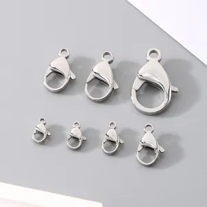 Premium 304 stainless steel lobster clasps in various sizes for DIY jewelry making