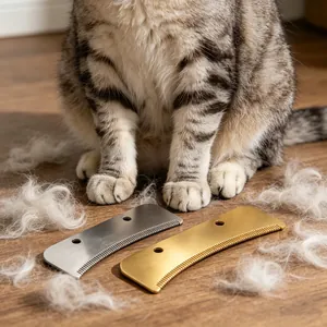 Lames de rechange en métal or et argent pour peignes de toilettage et de mue d'animaux
