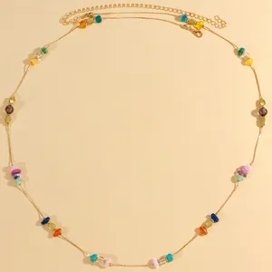 Bohemian waist chain featuring colorful irregular natural stones for bikini accessories