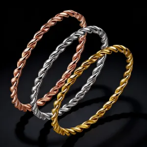 Minimalist Twisted Rope Ring For Women Titanium Steel Fine Band Stackable Waterproof Plain Band Fashion Jewelry