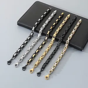 Pulseras de cadena bizantina para hombre en acero inoxidable con varios acabados de color.